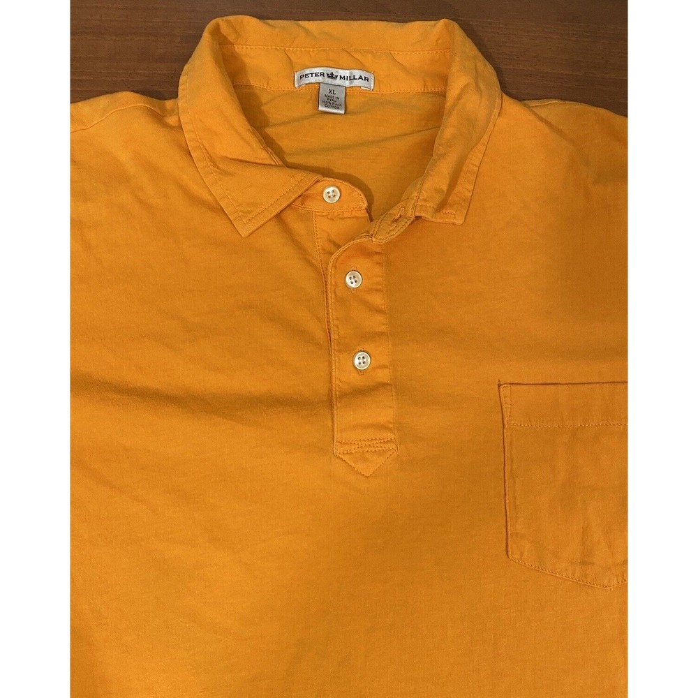 Peter Millar Golf Polo Shirt Men Size XL Tailored Fit Pima Cotton Orange